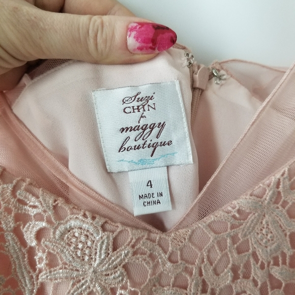 new Suzi Chin Maggy Boutique Formal Pink Chiffon Dress - Picture 7 of 11
